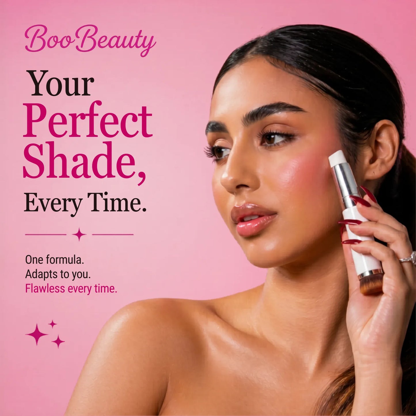 Korean 2‑in‑1 Color‑Changing Foundation Stick with Travel Brush