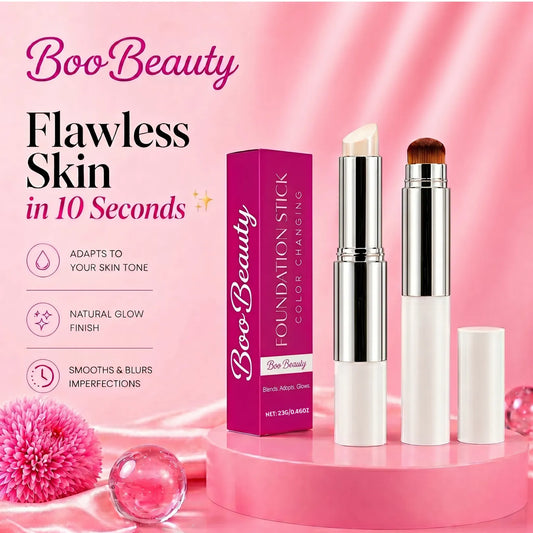 Korean 2‑in‑1 Color‑Changing Foundation Stick with Travel Brush